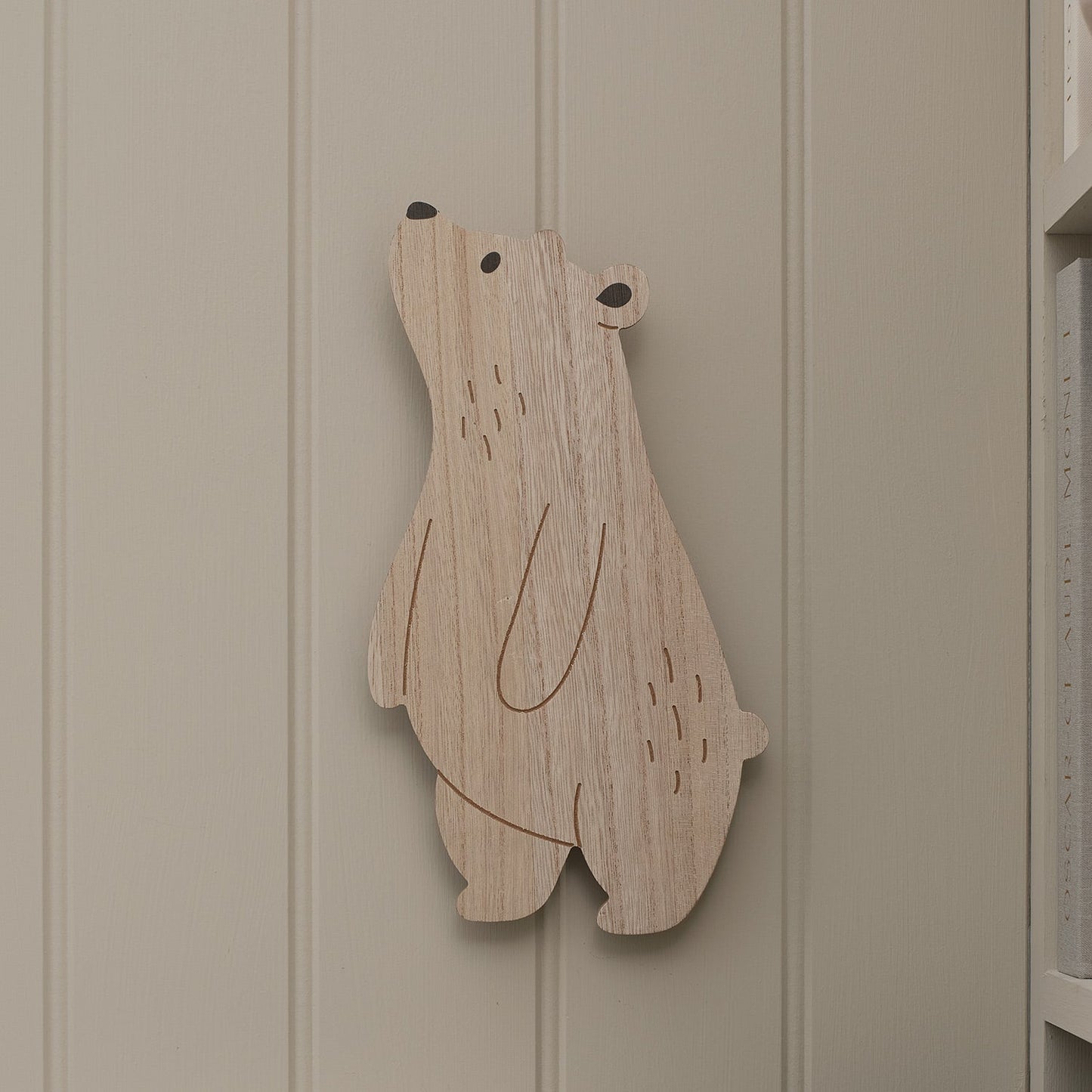 Neugieriger Bär Wandlampe fürs Kinderzimmer mit Fernbedienung in Warmweiß
