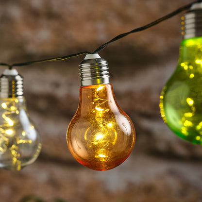 Solar-Glühbirnen-Lichterkette mit 10 Mikro-LEDs in Pastellfarben