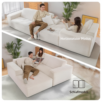2026 110" Ecksofa ohne Stütze, Cloud Couch Ecksofa, L-förmiges modulares Cord-Ecksofa mit tiefer Sitzfläche, Polstersofa fürs Wohnzimmer, keine Montage erforderlich