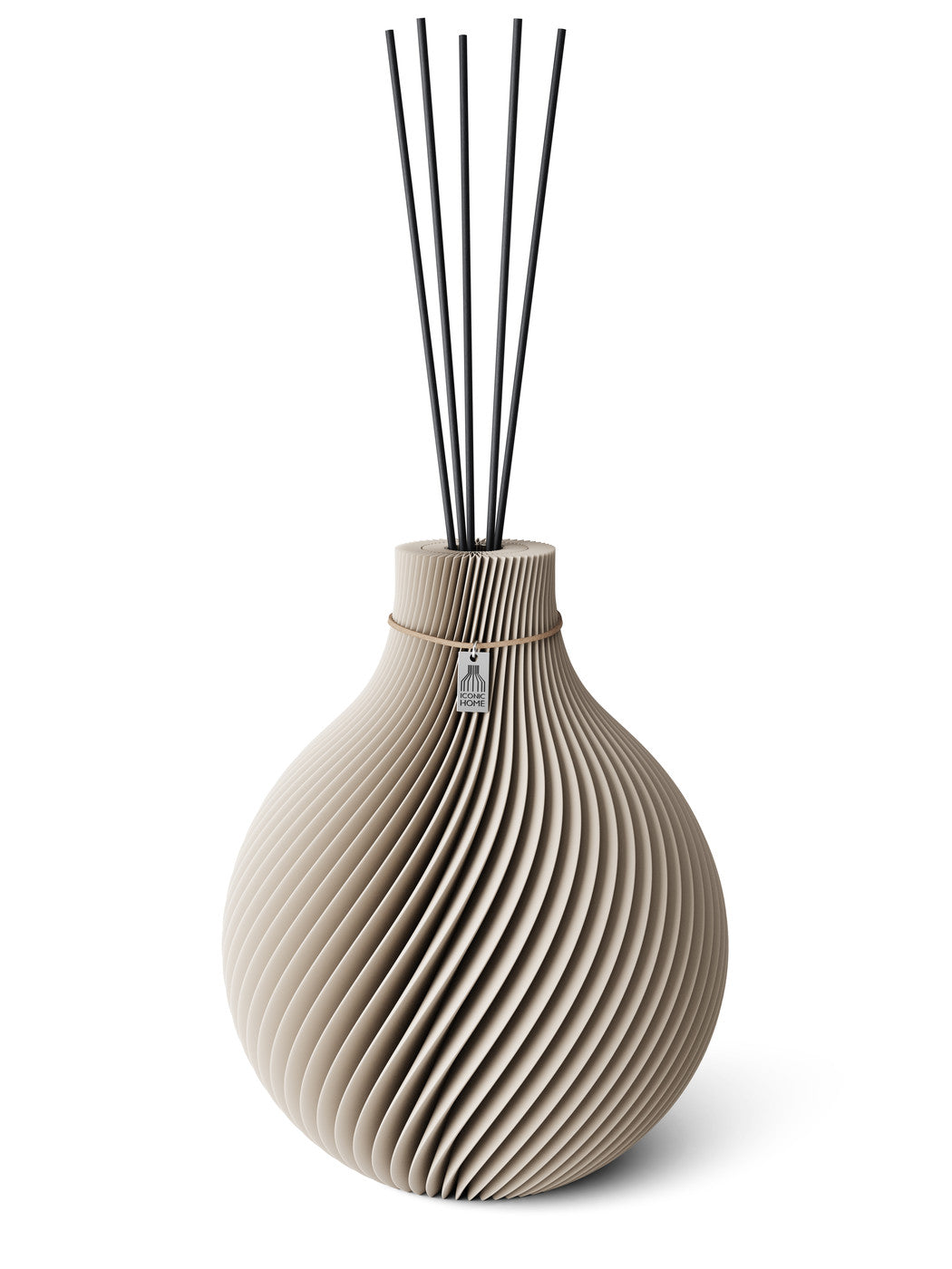 Duftvase Sphere Cozy Greige 32 cm ICONIC HOME Naturfarbenes Band
