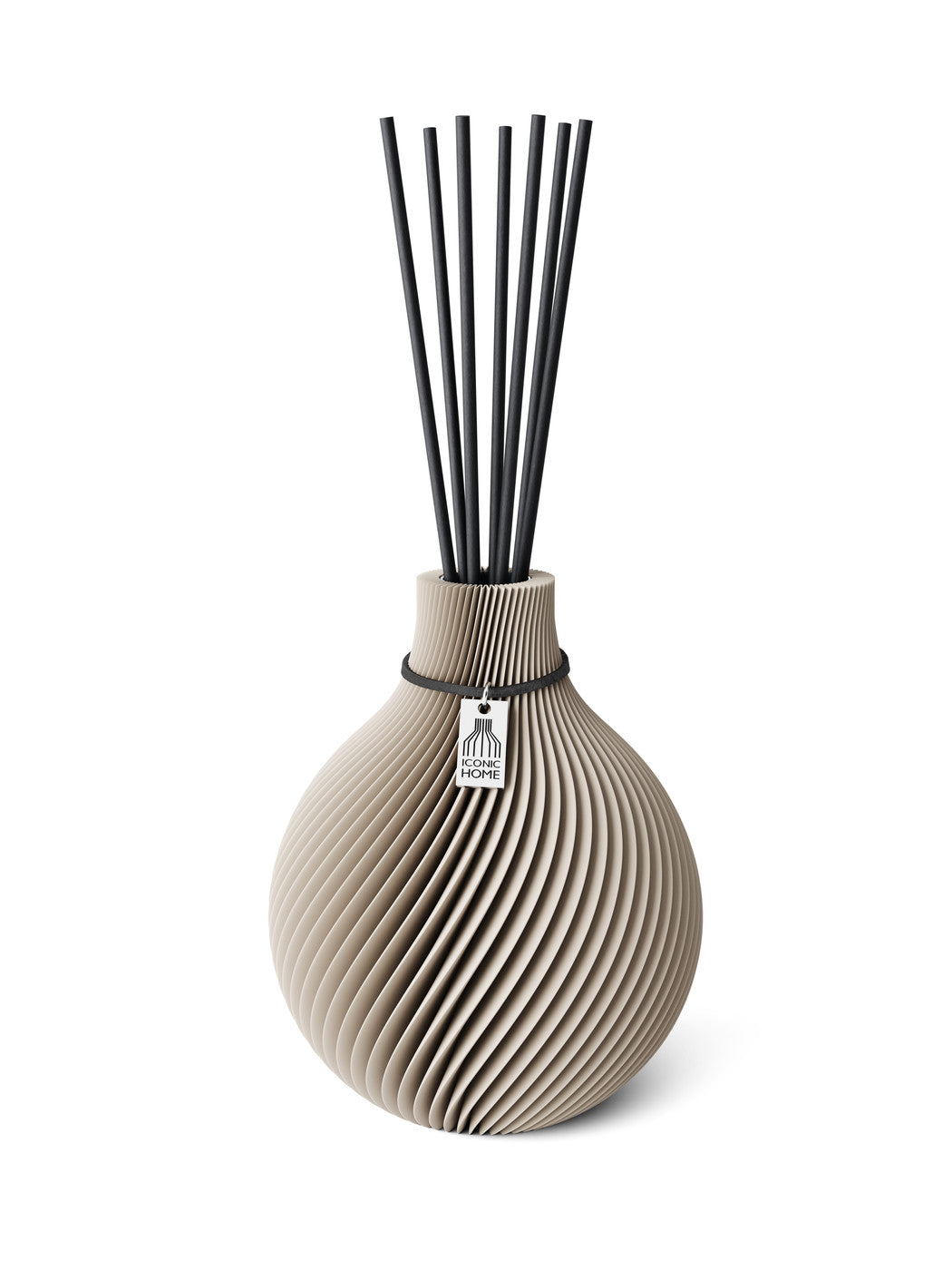 Duftvase Sphere Cozy Greige 15 cm ICONIC HOME Schwarzes Band