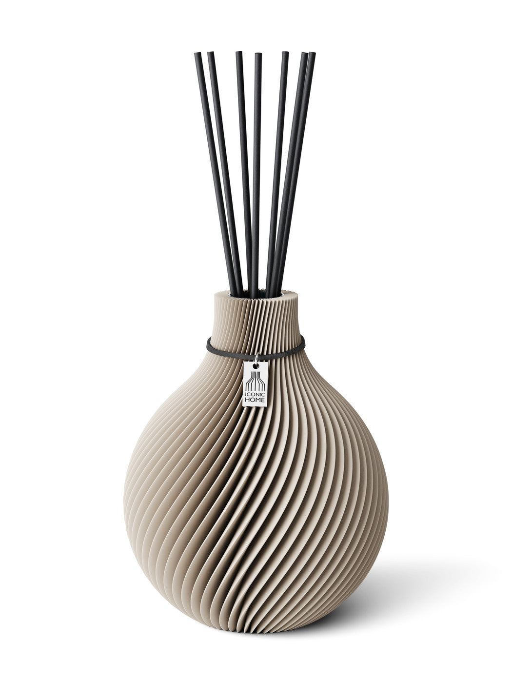 Duftvase Sphere Cozy Greige 17,5 cm ICONIC HOME Schwarzes Band