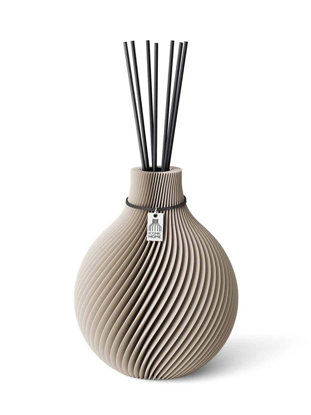 Duftvase Sphere Cozy Greige 20 cm ICONIC HOME Schwarzes Band