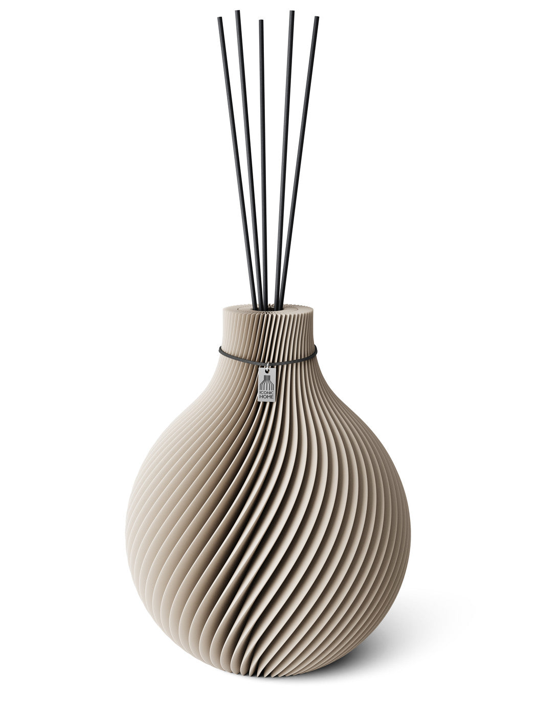Duftvase Sphere Cozy Greige 32 cm ICONIC HOME Schwarzes Band