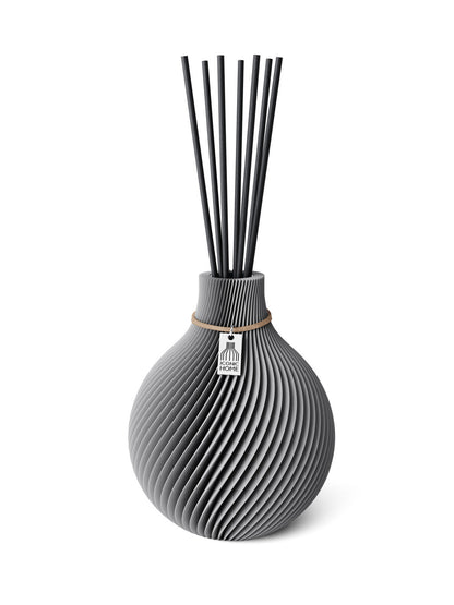 Duftvase Sphere Dreamy Gray 15 cm ICONIC HOME Naturfarbenes Band