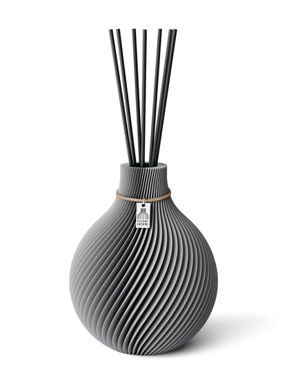 Duftvase Sphere Dreamy Gray 17,5 cm ICONIC HOME Naturfarbenes Band