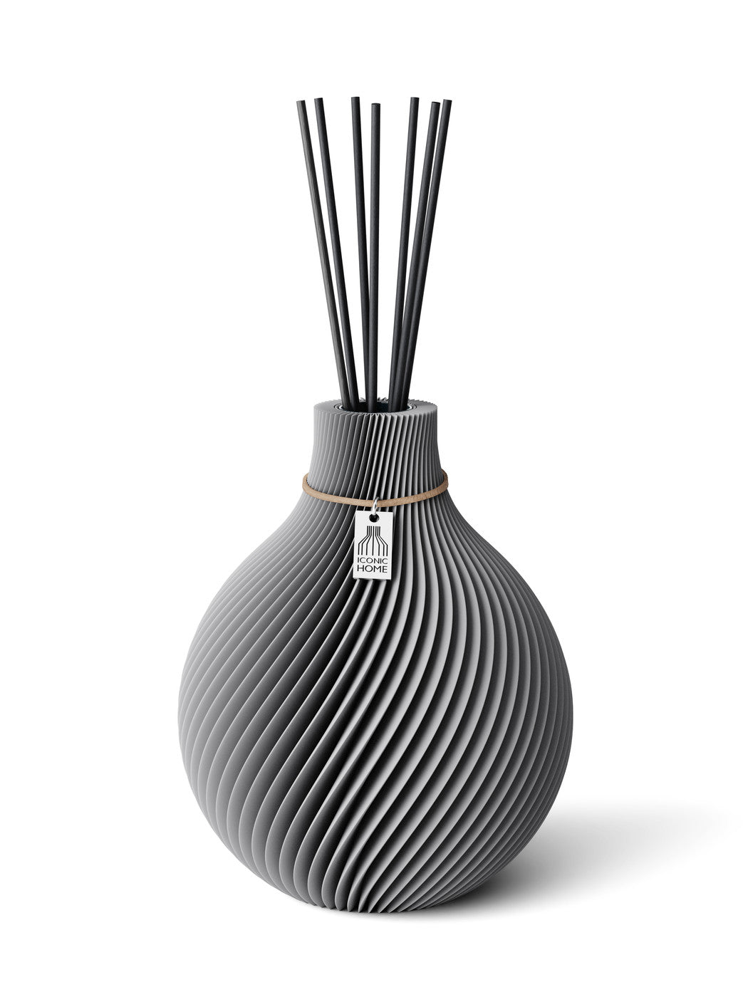 Duftvase Sphere Dreamy Gray 20 cm ICONIC HOME Naturfarbenes Band