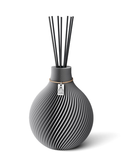 Duftvase Sphere Dreamy Gray 20 cm ICONIC HOME Naturfarbenes Band
