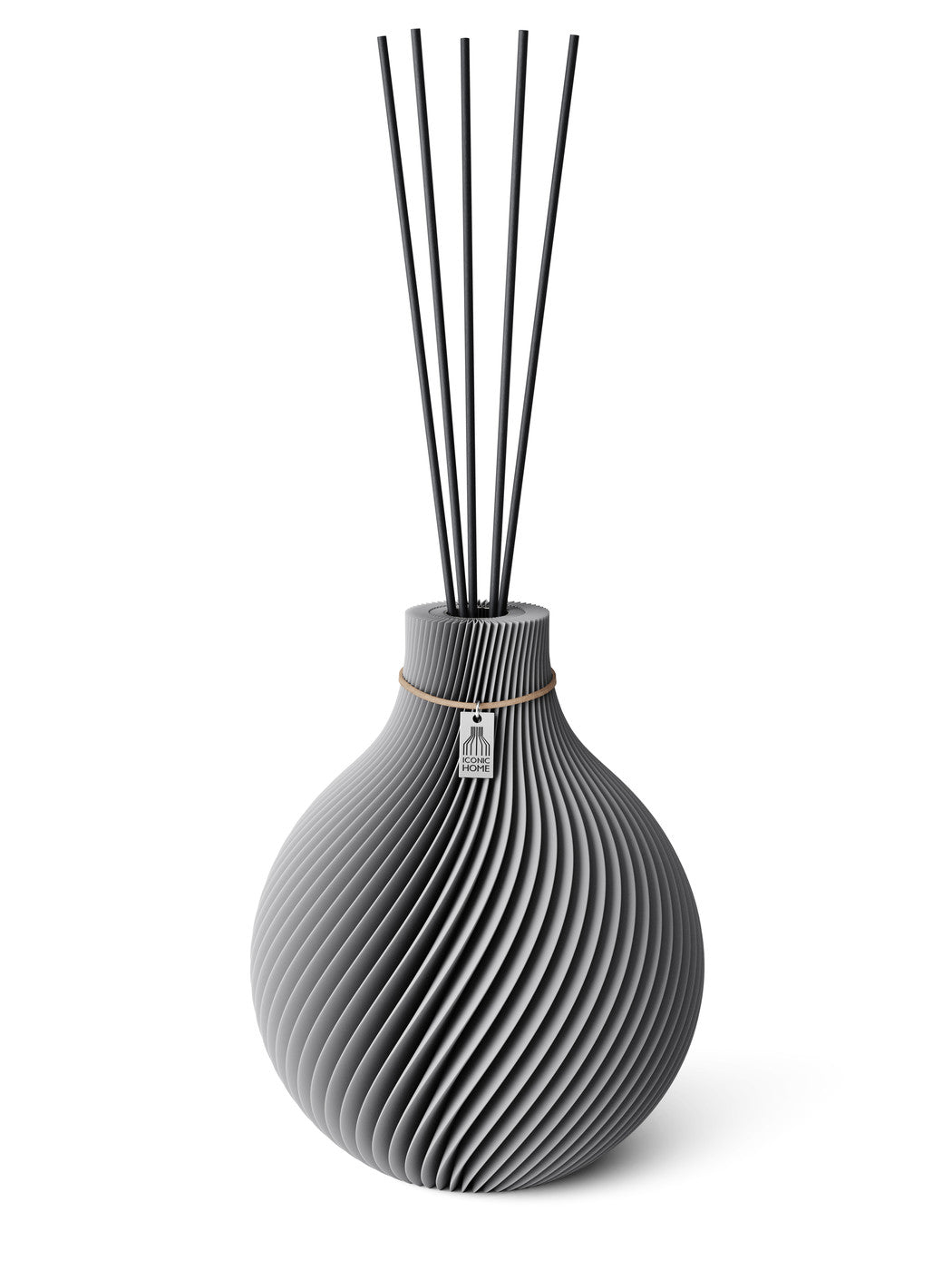 Duftvase Sphere Dreamy Gray 26 cm ICONIC HOME Naturfarbenes Band