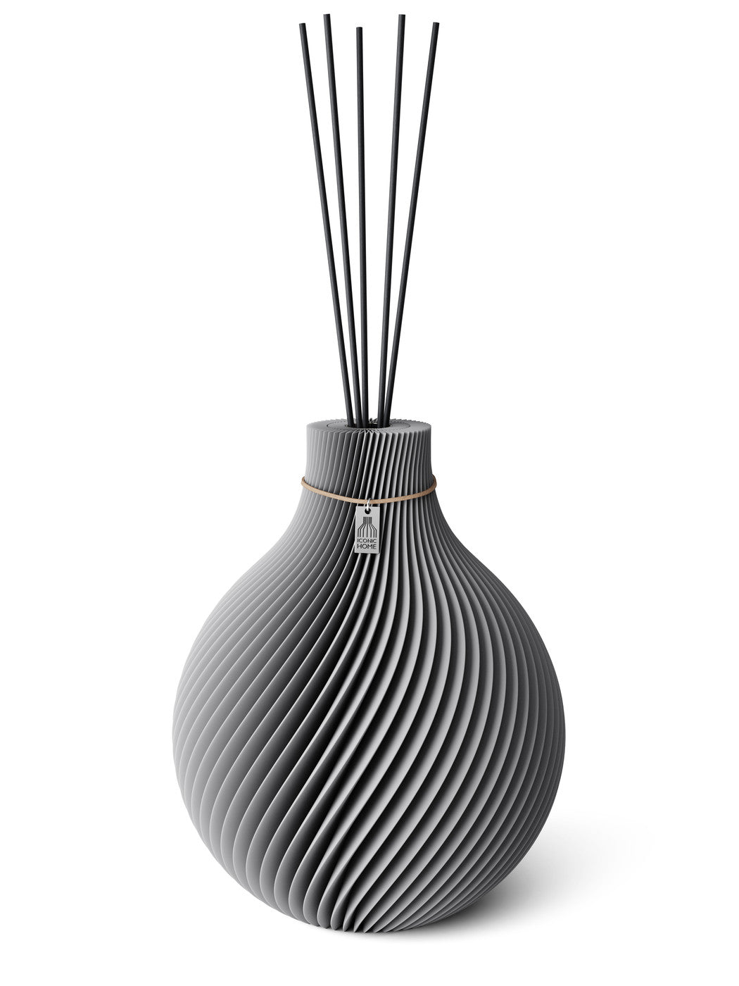 Duftvase Sphere Dreamy Gray 32 cm ICONIC HOME Naturfarbenes Band
