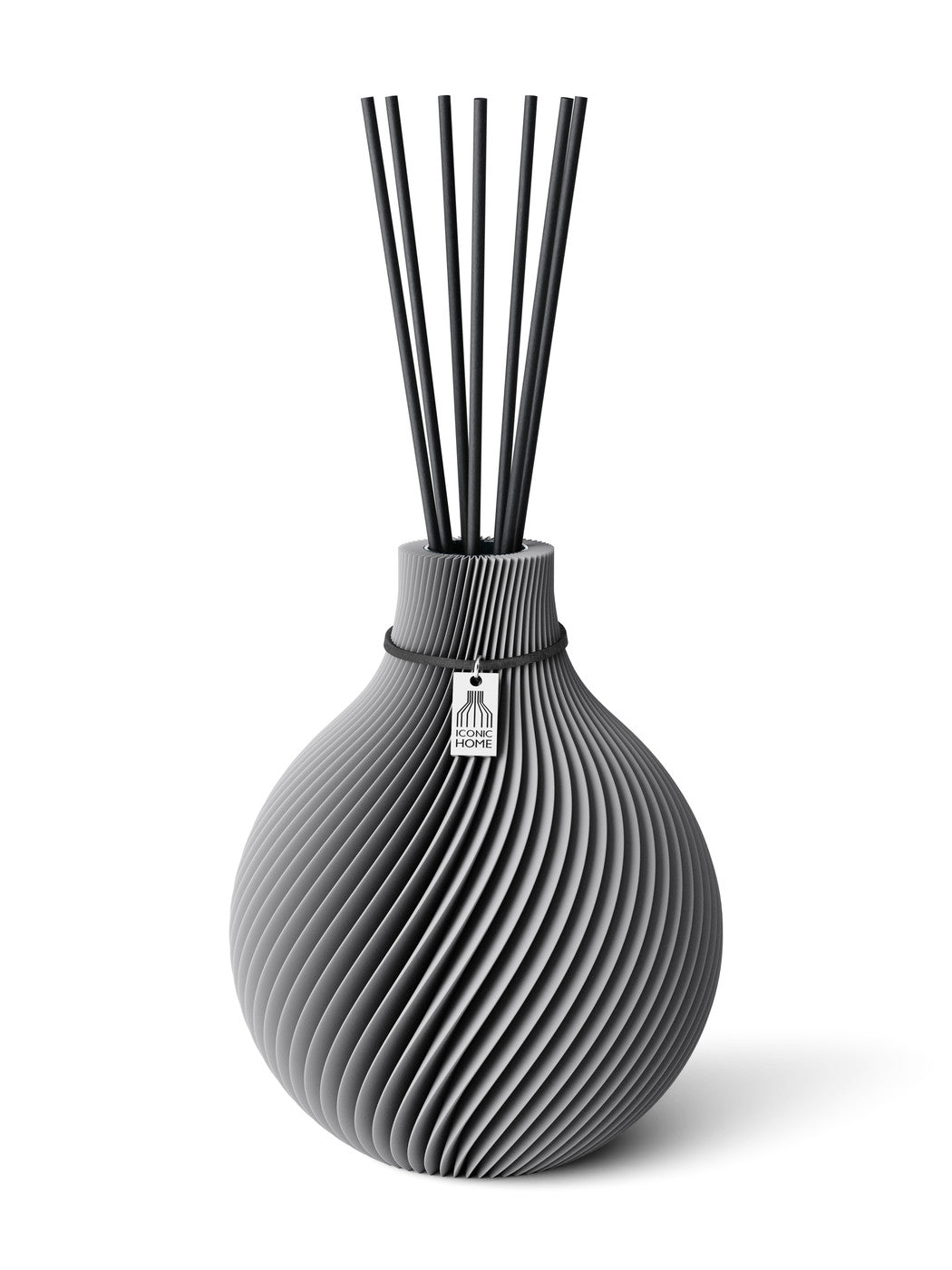 Duftvase Sphere Dreamy Gray 17,5 cm ICONIC HOME Schwarzes Band