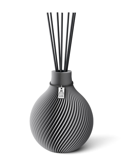 Duftvase Sphere Dreamy Gray 17,5 cm ICONIC HOME Schwarzes Band