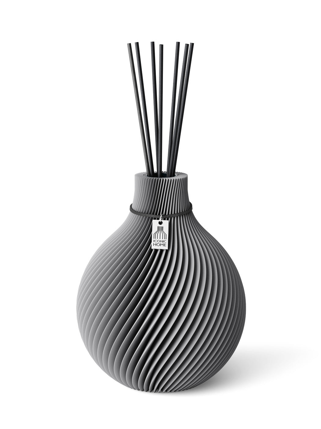Duftvase Sphere Dreamy Gray 20 cm ICONIC HOME Schwarzes Band