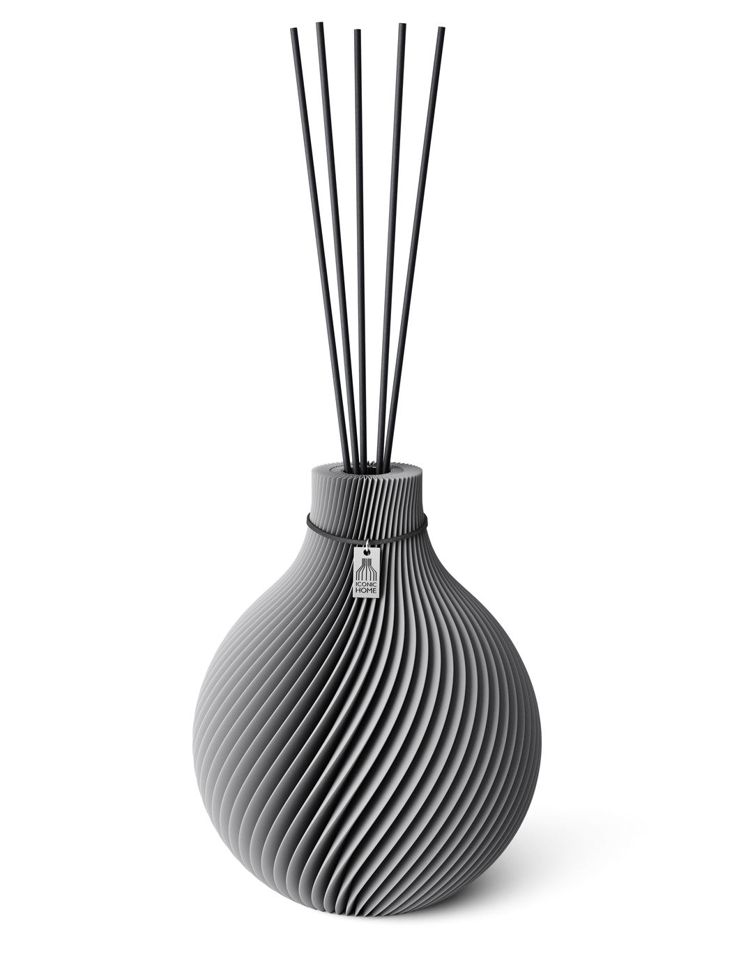 Duftvase Sphere Dreamy Gray 26 cm ICONIC HOME Schwarzes Band