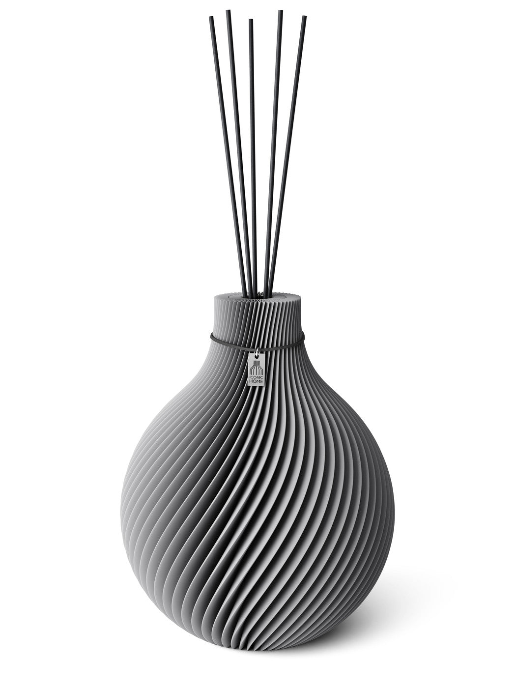 Duftvase Sphere Dreamy Gray 32 cm ICONIC HOME Schwarzes Band