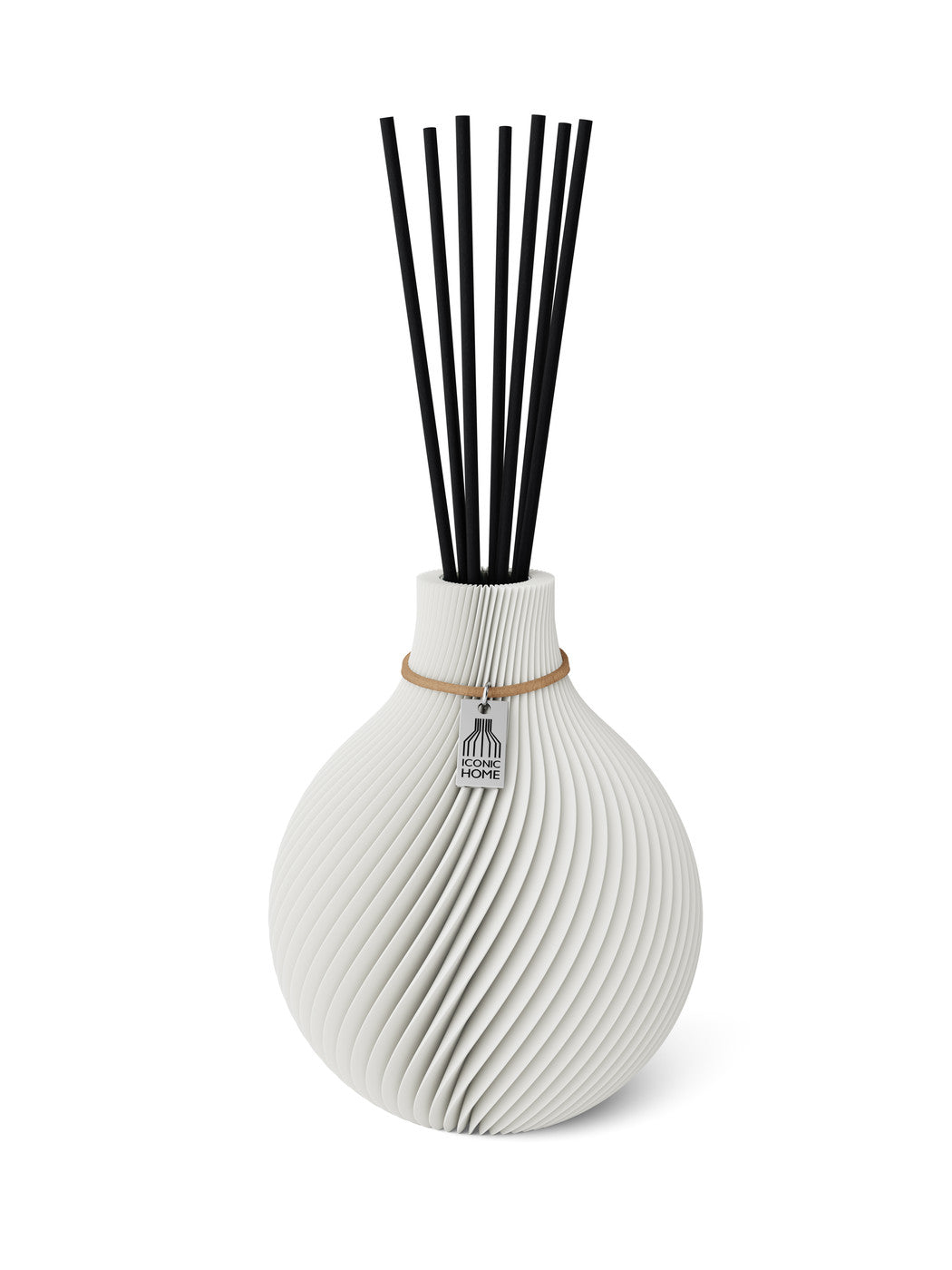 Duftvase Sphere Pure White 15 cm ICONIC HOME Naturfarbenes Band