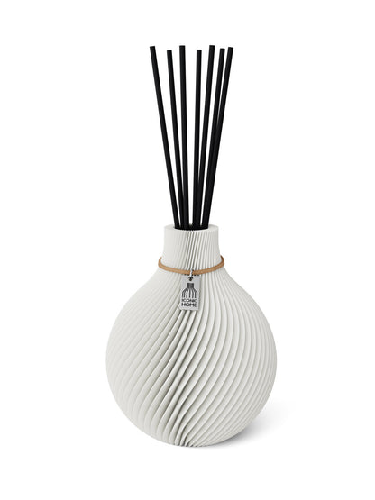 Duftvase Sphere Pure White 15 cm ICONIC HOME Naturfarbenes Band