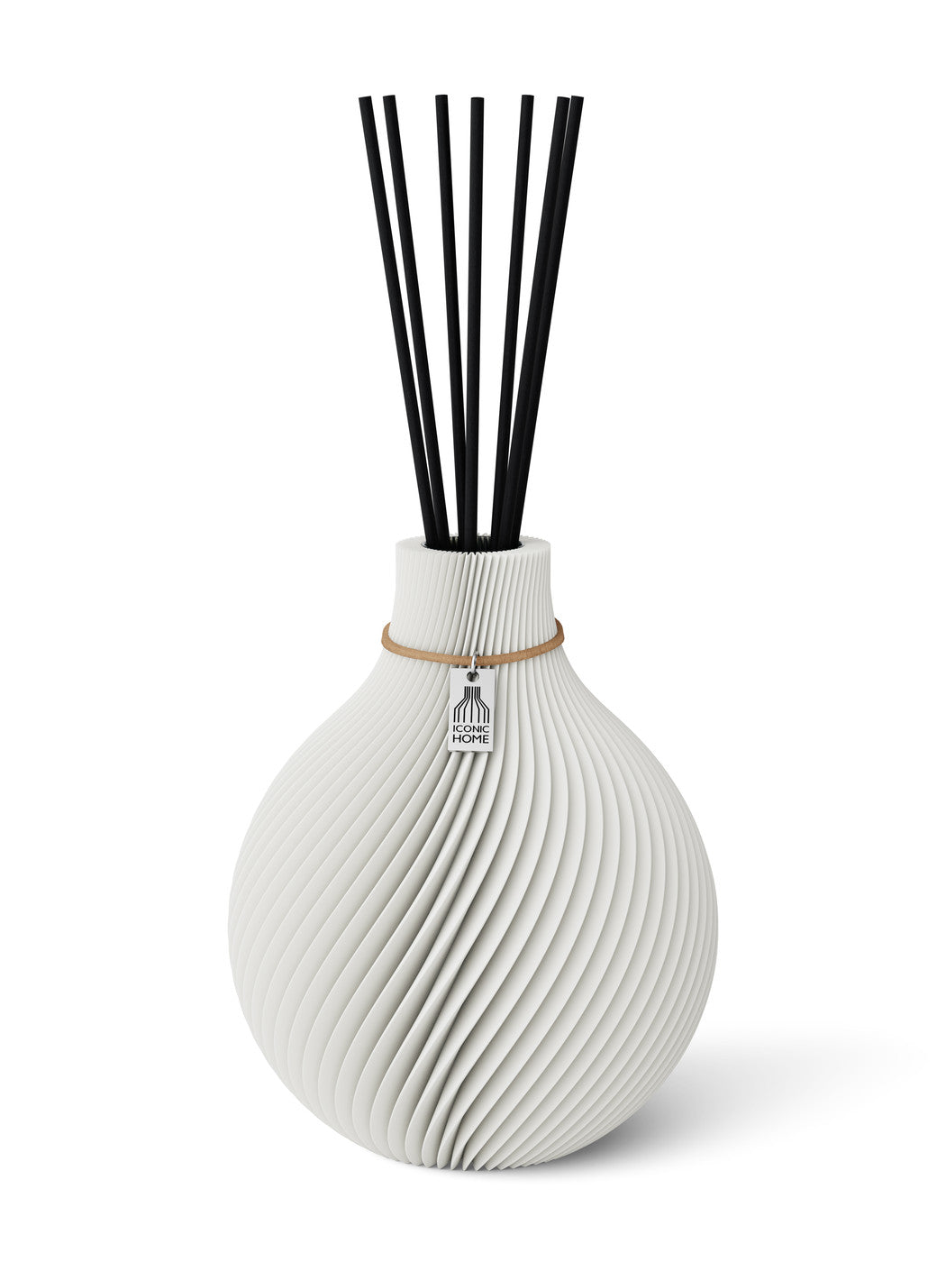 Duftvase Sphere Pure White 17,5 cm ICONIC HOME Naturfarbenes Band