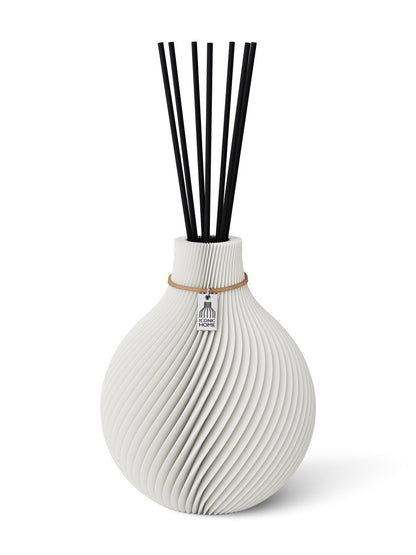 Duftvase Sphere Pure White 17,5 cm ICONIC HOME Naturfarbenes Band