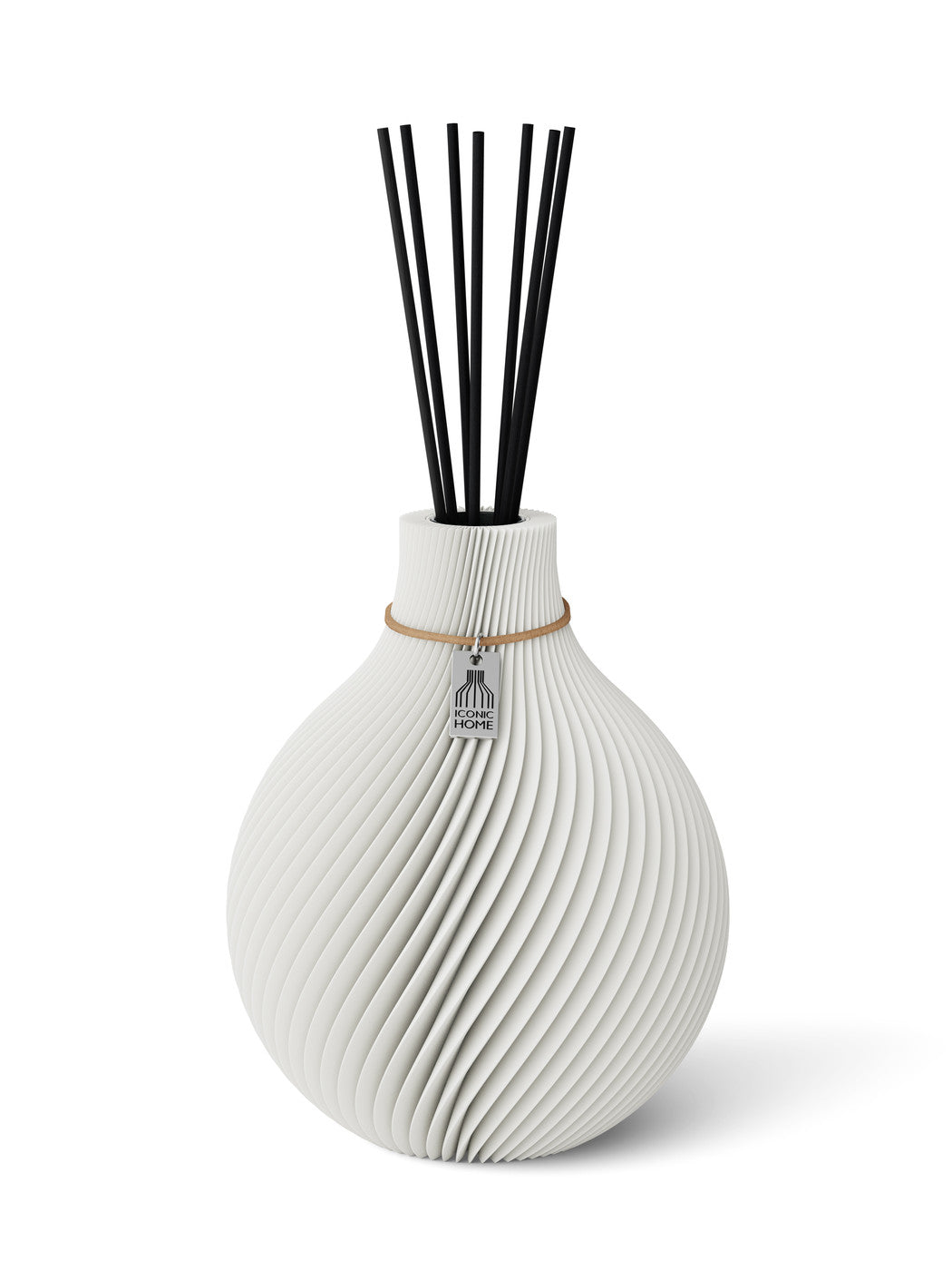 Duftvase Sphere Pure White 20 cm ICONIC HOME Naturfarbenes Band