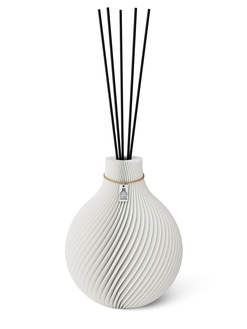 Duftvase Sphere Pure White 26 cm ICONIC HOME Naturfarbenes Band