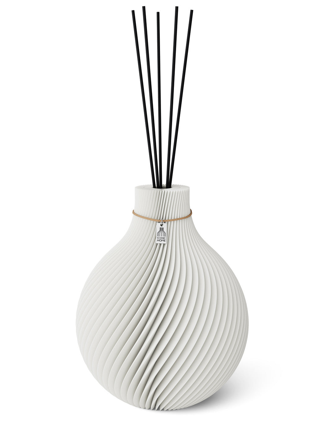 Duftvase Sphere Pure White 32 cm ICONIC HOME Naturfarbenes Band