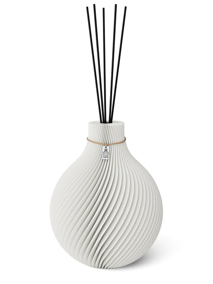 Duftvase Sphere Pure White 32 cm ICONIC HOME Naturfarbenes Band