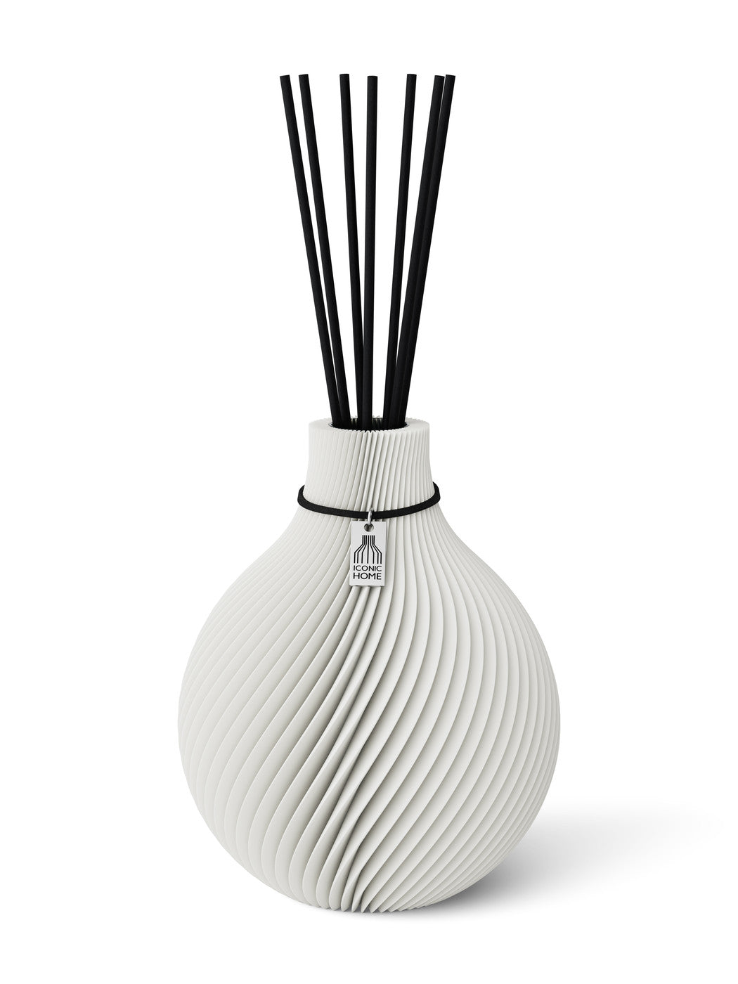 Duftvase Sphere Pure White 17,5 cm ICONIC HOME Schwarzes Band
