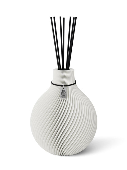 Duftvase Sphere Pure White 20 cm ICONIC HOME Schwarzes Band