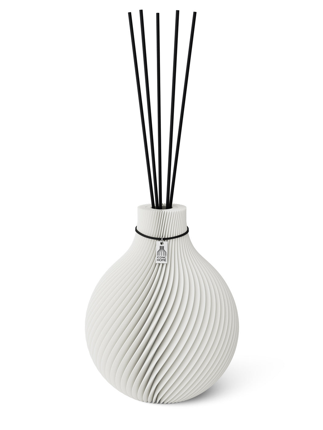 Duftvase Sphere Pure White 26 cm ICONIC HOME Schwarzes Band