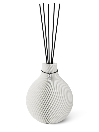 Duftvase Sphere Pure White 26 cm ICONIC HOME Schwarzes Band