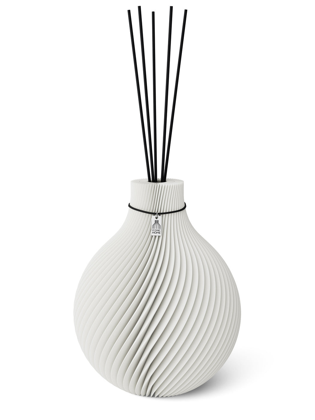 Duftvase Sphere Pure White 32 cm ICONIC HOME Schwarzes Band
