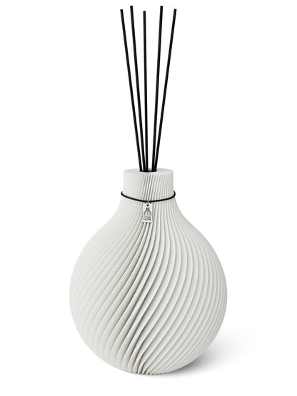 Duftvase Sphere Pure White 32 cm ICONIC HOME Schwarzes Band