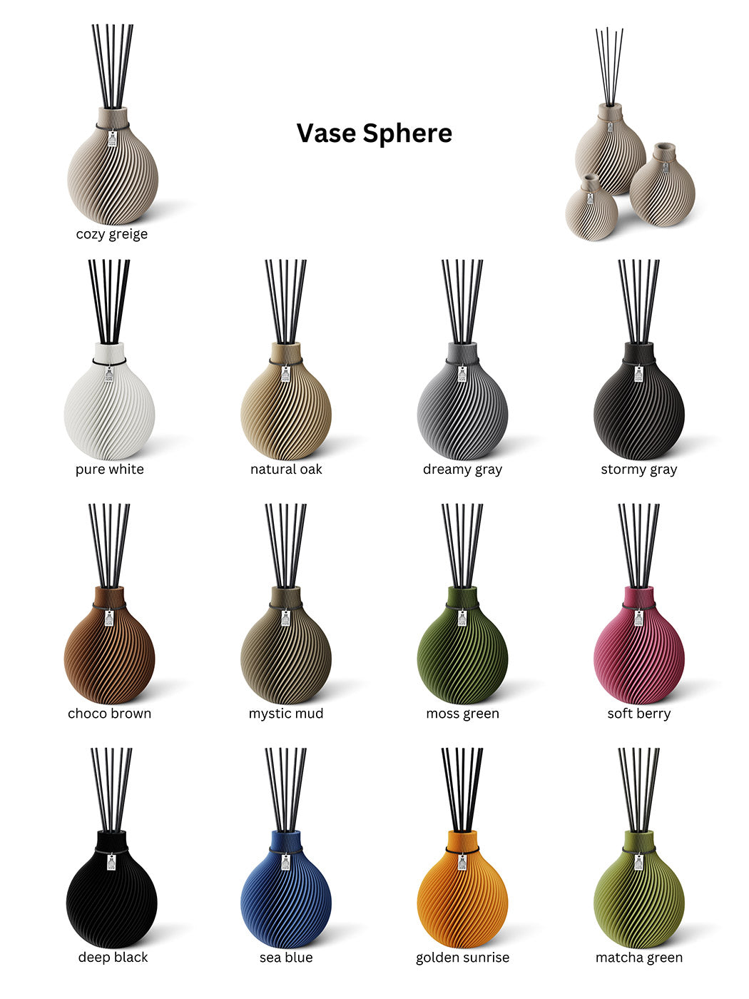 Duftvase Sphere - Raumduft Diffuser Set mit Duftöl und Duftstäbchen | dreamy gray