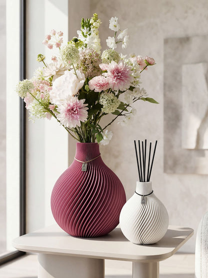 Große Vase Sphere und kleine Duftvase - Berry & White