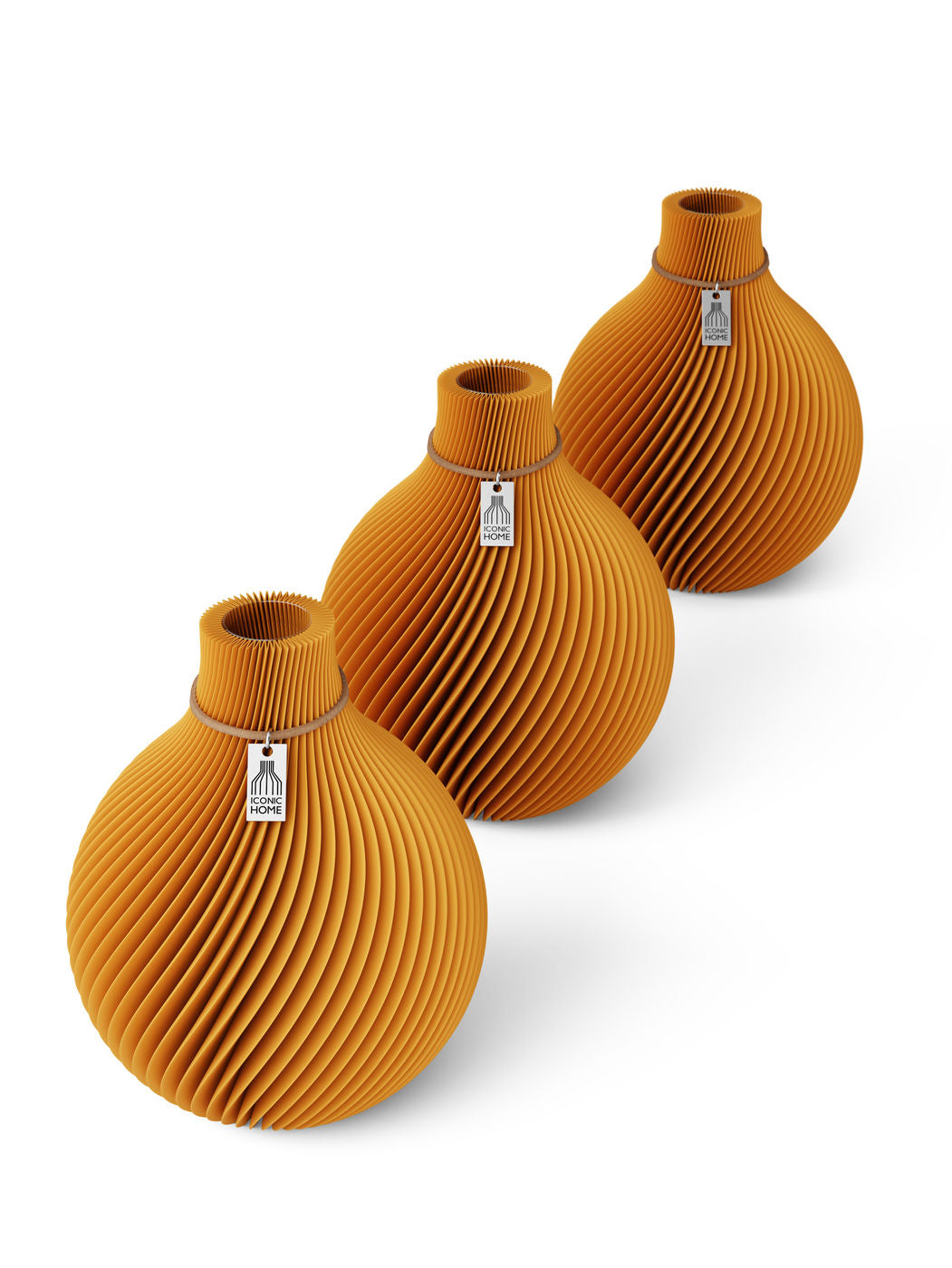 Tischvase Sphere Naturfarbenes Band Set aus 3 Vasen 17 cm Golden Sunrise