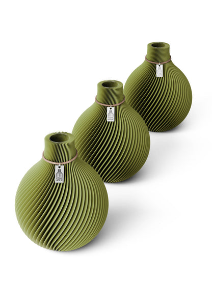 ICONIC HOME Tischvase Sphere naturfarbenes Band 17,5 cm Matcha Green