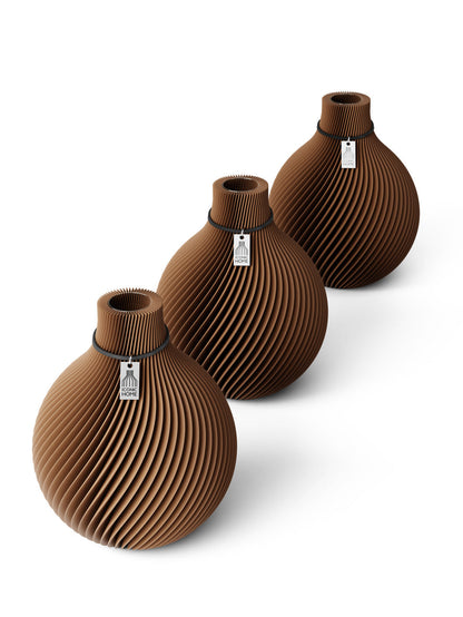 Tischvase Sphere schwarzes Band Set 3 Vasen 17 cm choco brown ICONIC HOME