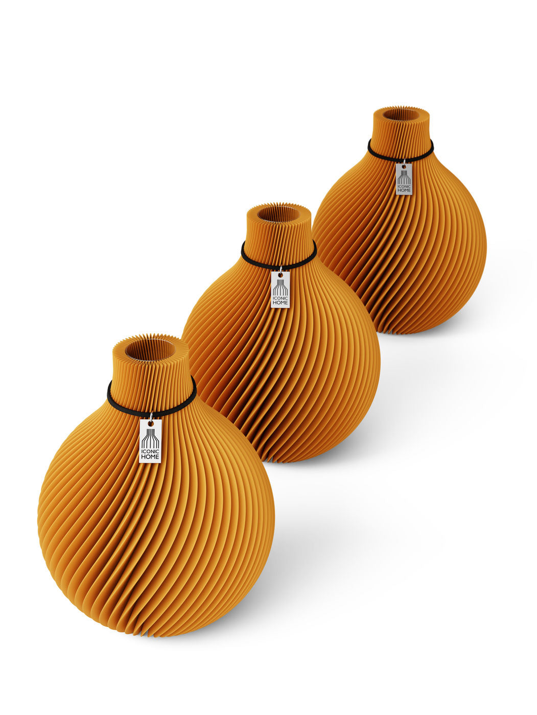 Tischvase Pure Schwarzes Band Set aus 3 Vasen 17 cm Golden Sunrise
