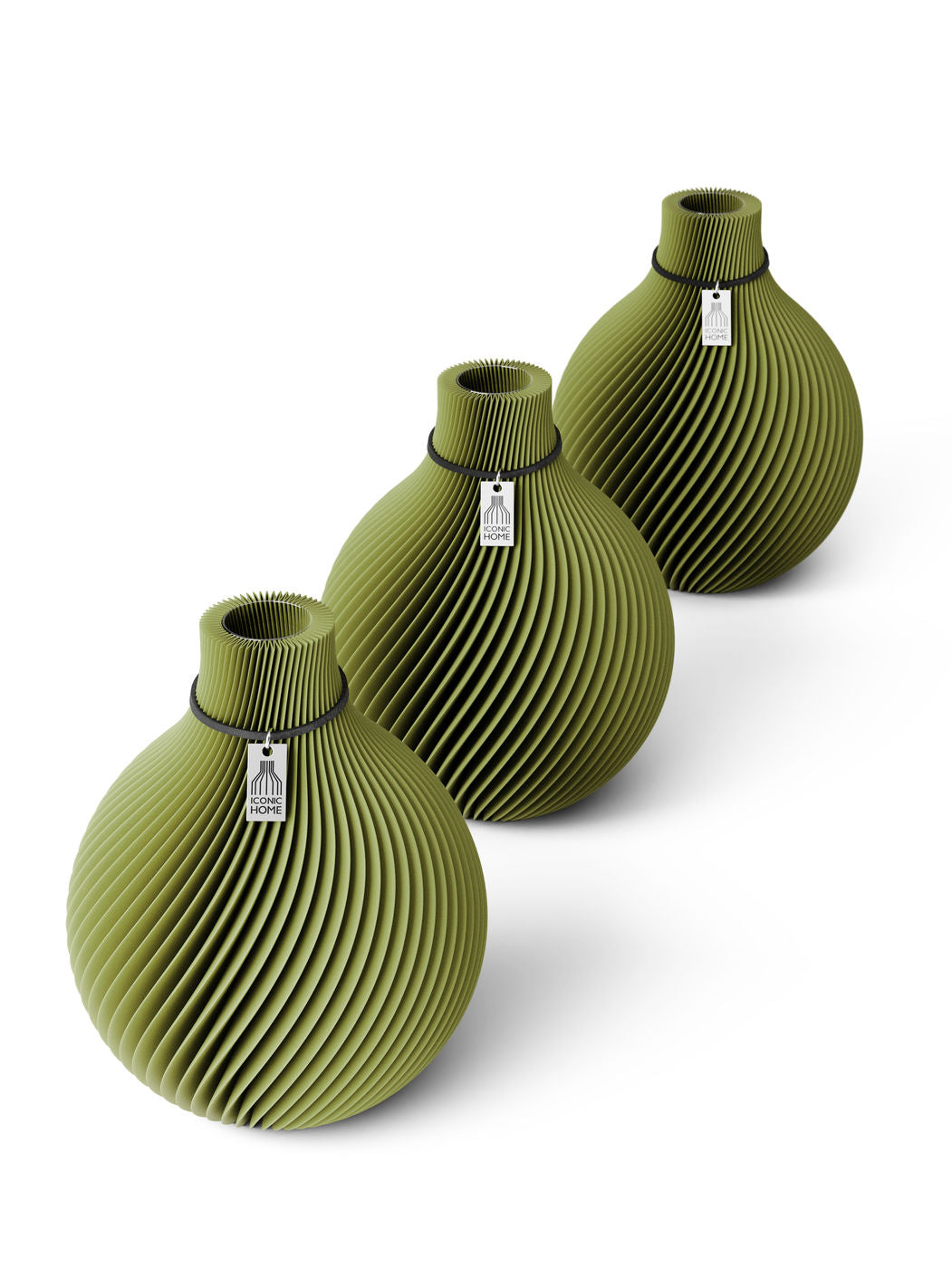 ICONIC HOME Tischvase Sphere schwarzes Band 17,5 cm Matcha Green