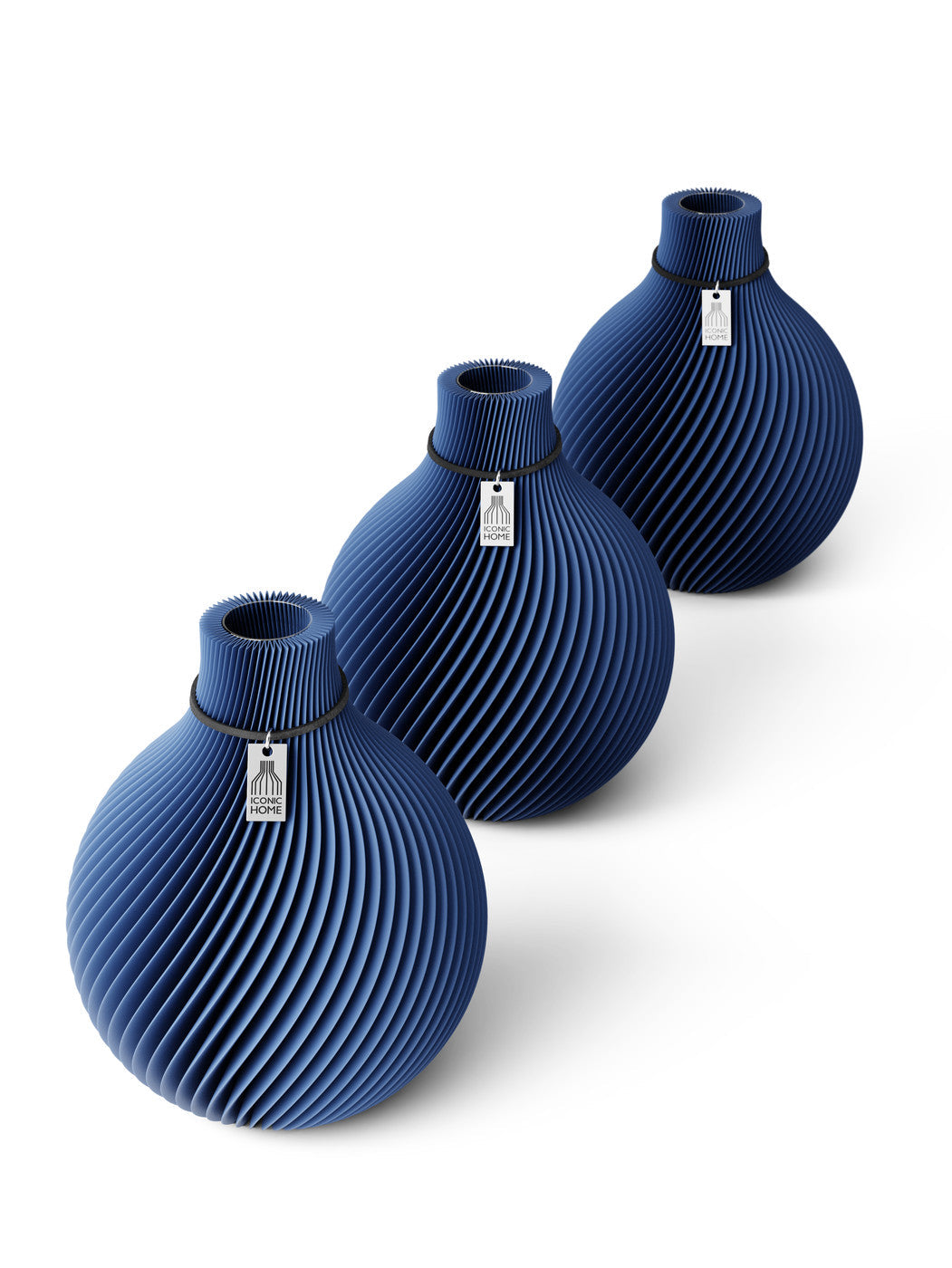 Tischvase Sphere Schwarzes Band 3er-Set 17,5 cm Sea Blue ICONIC HOME