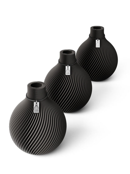 Tischvase Sphere schwarzes Band Set 3 Vasen 17 cm stormy gray ICONIC HOME
