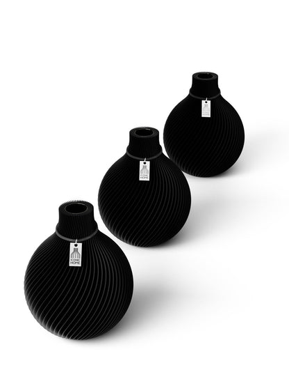 Tischvase Sphere schwarzes Band Set 3 Vasen 15 cm deep black ICONIC HOME