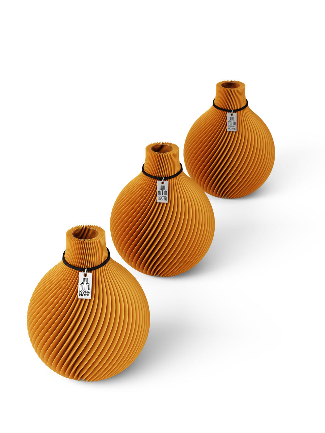 Tischvase Pure Schwarzes Band Set aus 3 Vasen 15 cm Golden Sunrise