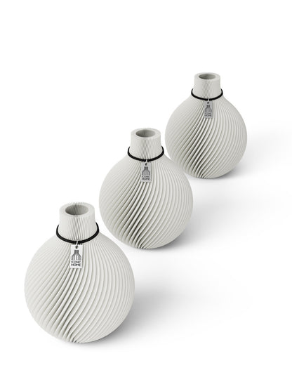 Tischvase Sphere schwarzes Band Set 3 Vasen 15 cm pure white ICONIC HOME
