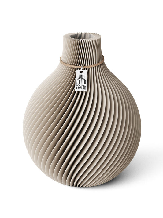 Vase Sphere Cozy Greige 20 cm ICONIC HOME Naturfarbenes Band